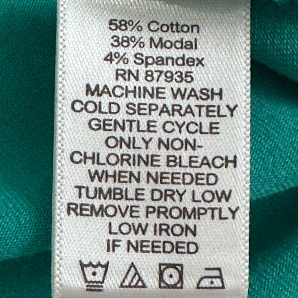 Susan Graver Brand Weekend Teal Henley Top 3/4 Sleeve Rhinestone Buttons XXS - Picture 5 of 8